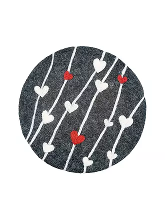 CILIO | Dessous de plat LANA CUORE rond Noir / Multicolore | 